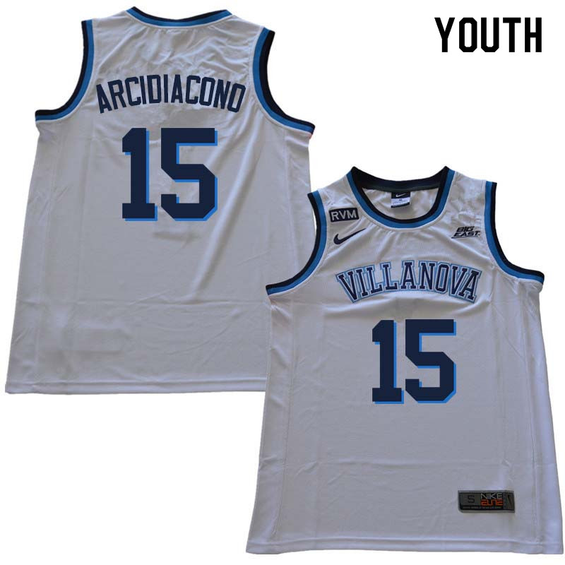 2018 Youth #15 Ryan Arcidiacono Willanova Wildcats College Basketball Jerseys Sale-White
